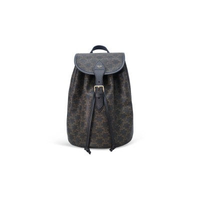 CELINE BACKPACK FOLCO IN TRIOMPHE CANVAS AND CALFSKIN 190723.03LU (30*23*16cm)
